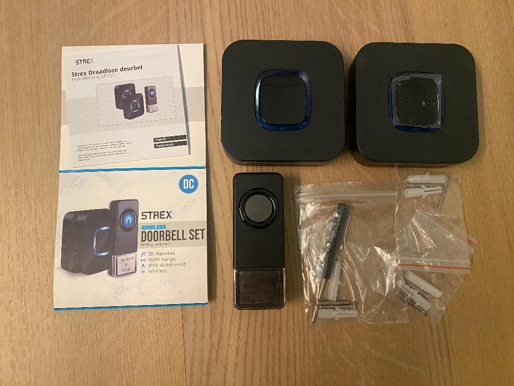 Strex Draadloze Deurbel met 2 Ontvangers Op Batterij, Ophalen, Zo goed als nieuw, Draadloos