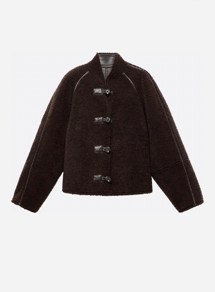 mango schapenvachtjas, Kleding | Dames, Jassen | Winter, Zo goed als nieuw, Maat 38/40 (M), Bruin, Ophalen of Verzenden