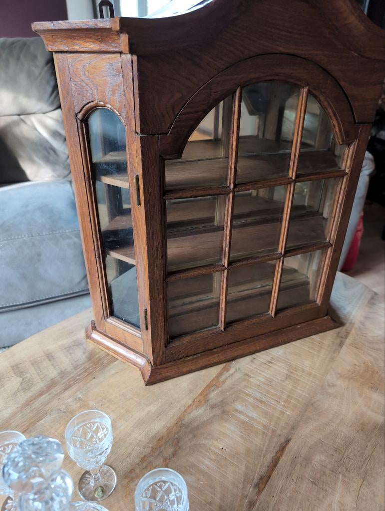 Antiek wandvitrinekastje met Spiegels, Antiek en Kunst, Ophalen of Verzenden