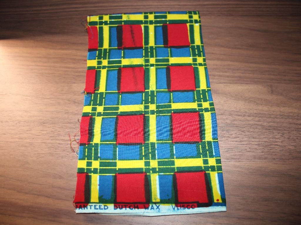 Lap 100% katoen stof - rood blauw geruit vlisco wax #4355, Blauw, Nieuw, Ophalen of Verzenden, 30 tot 120 cm