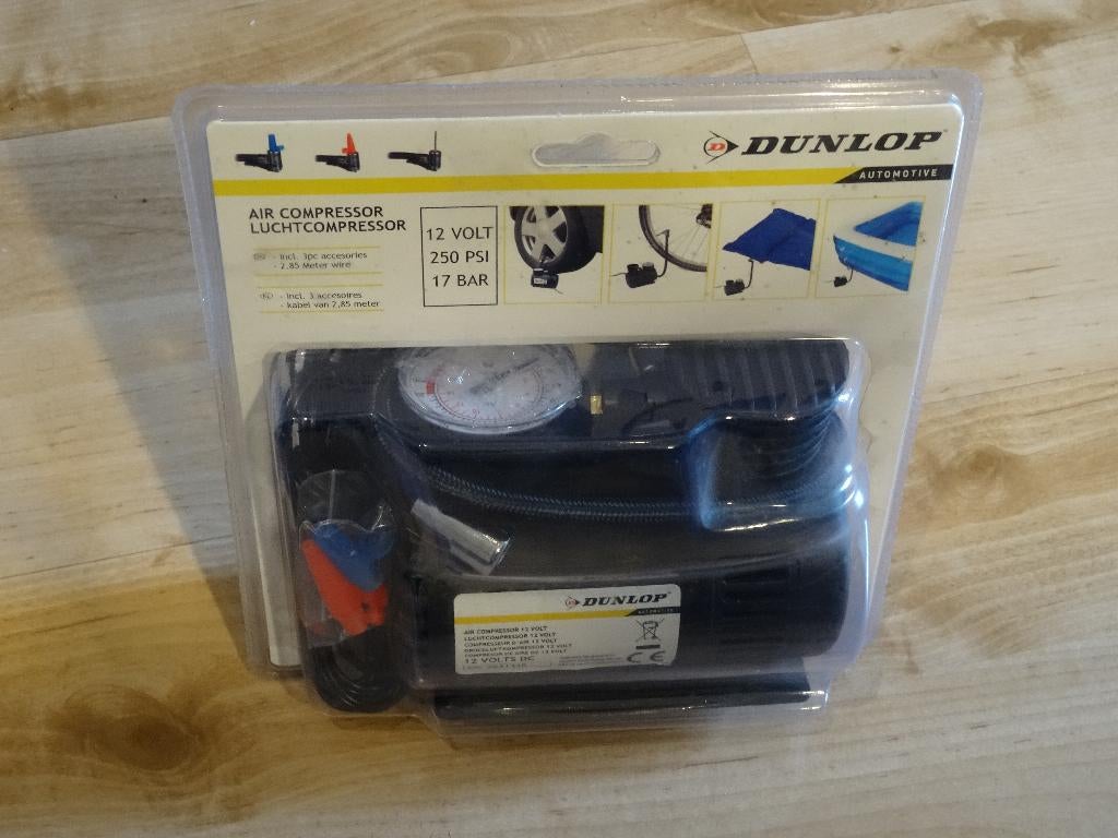 Dunlop mini compressor, Doe-het-zelf en Verbouw, Compressors, Minder dan 25 liter, Ophalen of Verzenden, Nieuw, Minder dan 200 liter/min