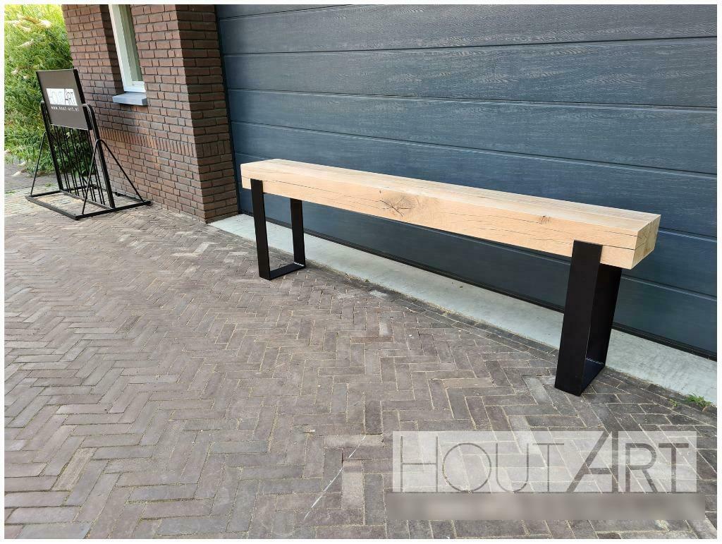 Sidetable industrieel EIKEN BALKEN MET STAAL!, Huis en Inrichting, Tafels | Sidetables, Info@hout-art.nl, Nieuw, Ophalen of Verzenden