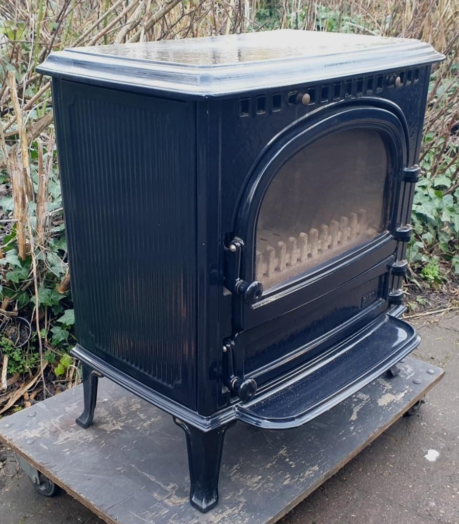houtkachel saey 94 blue black emaille 10--11 kw, Houtkachel, Ophalen of Verzenden, Zo goed als nieuw, Vrijstaand