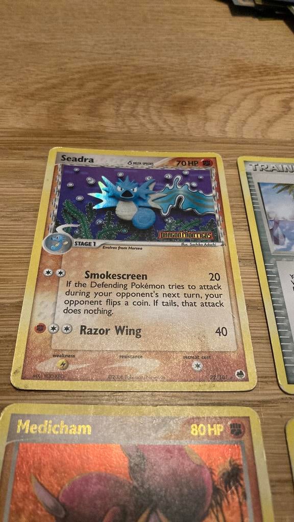 Seadra, medicham, shuppet, en castaway reverse holo 2005, Hobby en Vrije tijd, Verzamelkaartspellen | Pokémon, Ophalen of Verzenden