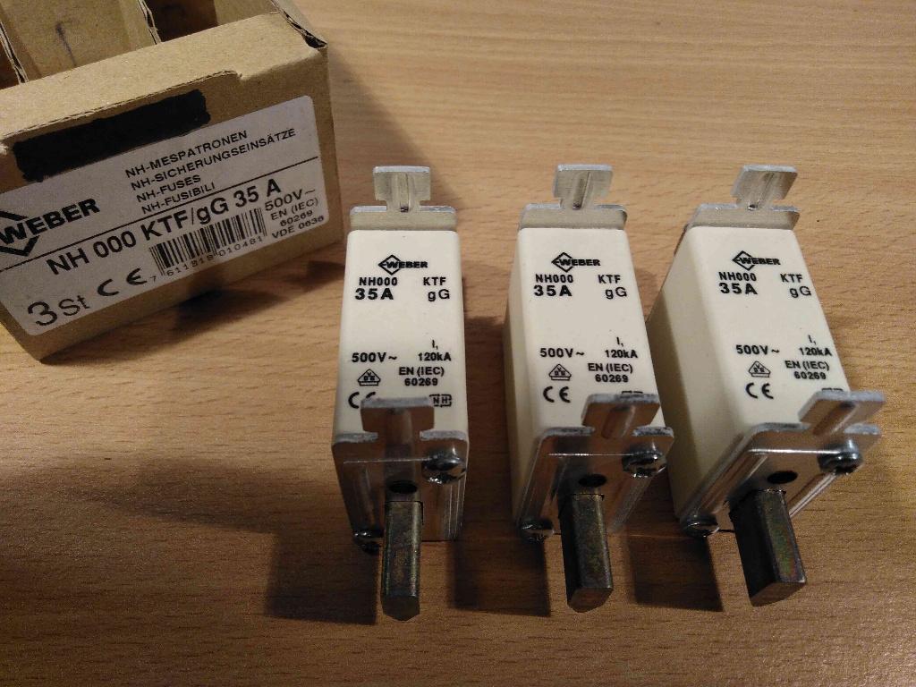 Mespatroon zekering Weber NH000 KTF / gG 35A 3 stuks nieuw, Ophalen of Verzenden, Nieuw