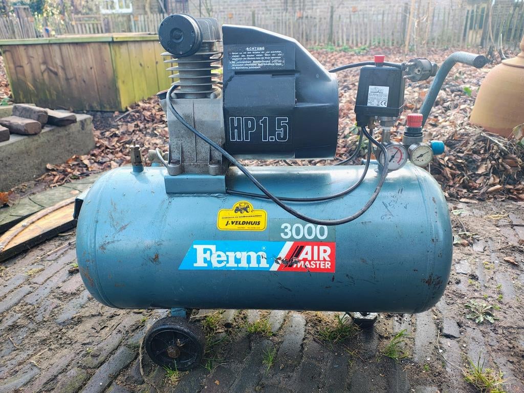 Ferm Airmaster 3000 Compressor - 1.5 HP, Gebruikt, 6 tot 10 bar, Ophalen of Verzenden, Minder dan 200 liter/min