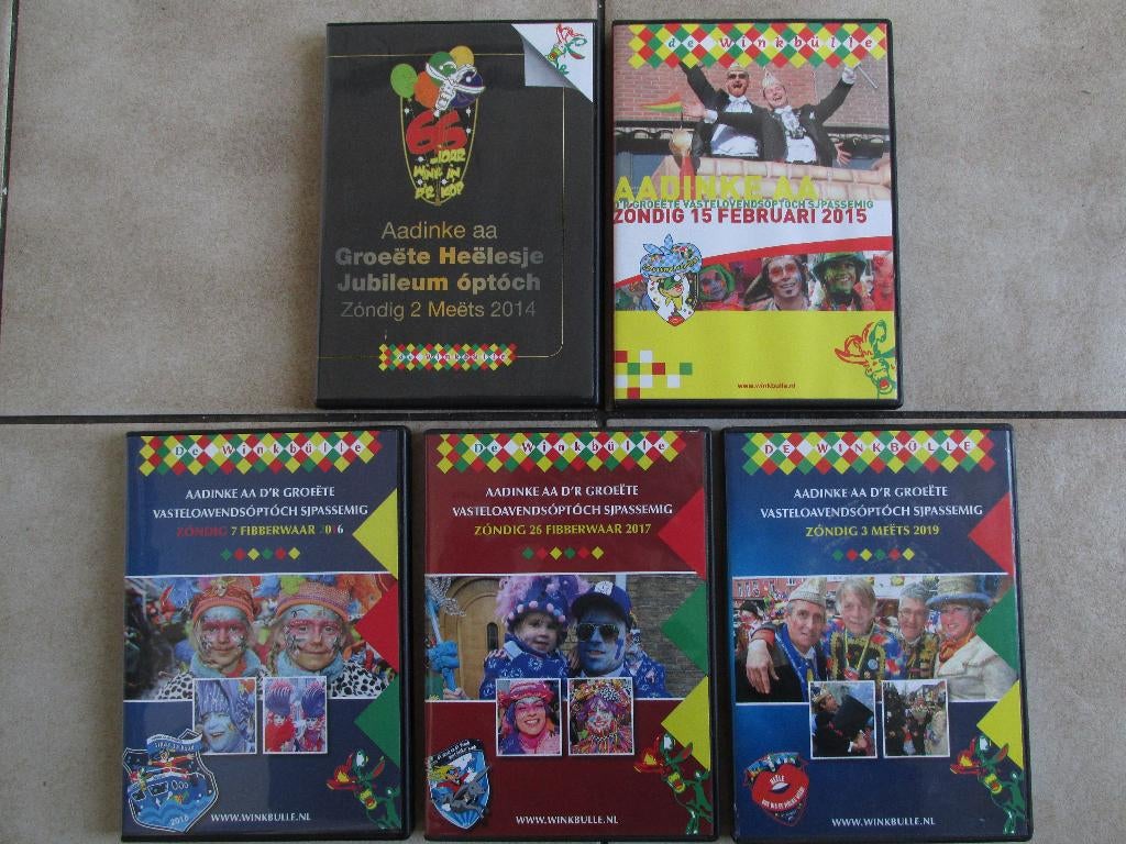 Carnaval Heerlen Winkbülle: 5 DVDs optocht 2014/15/16/17/19., Alle leeftijden, Ophalen of Verzenden, Gebruikt, Overige genres