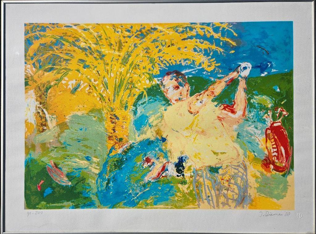 Zeefdruk golfer van Jan van Diemen, Antiek en Kunst, Ophalen