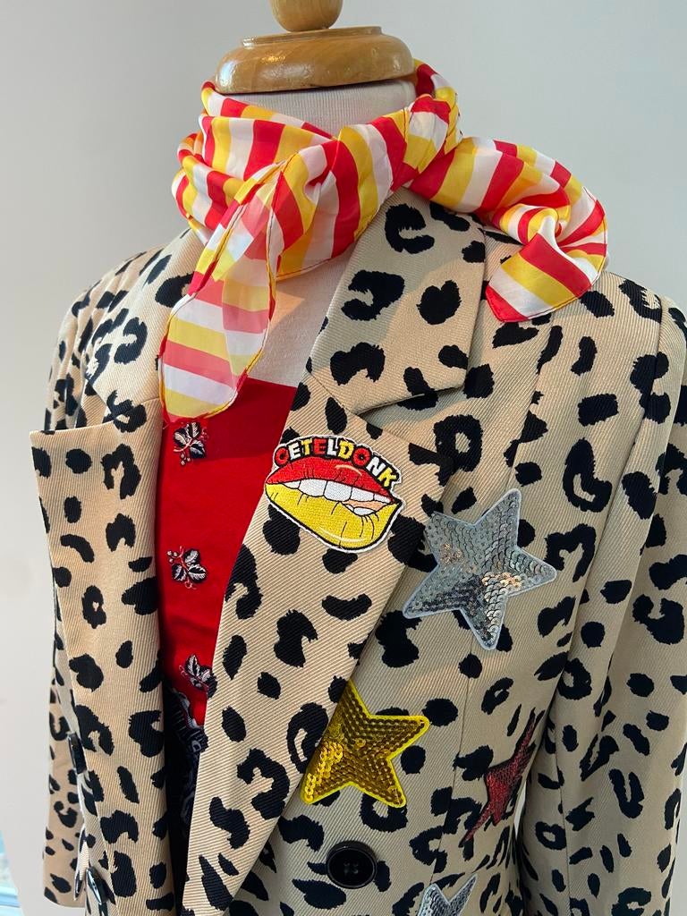 Oeteldonk jas panterprint, Kleding | Dames, Carnavalskleding en Feestkleding, Ophalen of Verzenden, Zo goed als nieuw, Carnaval
