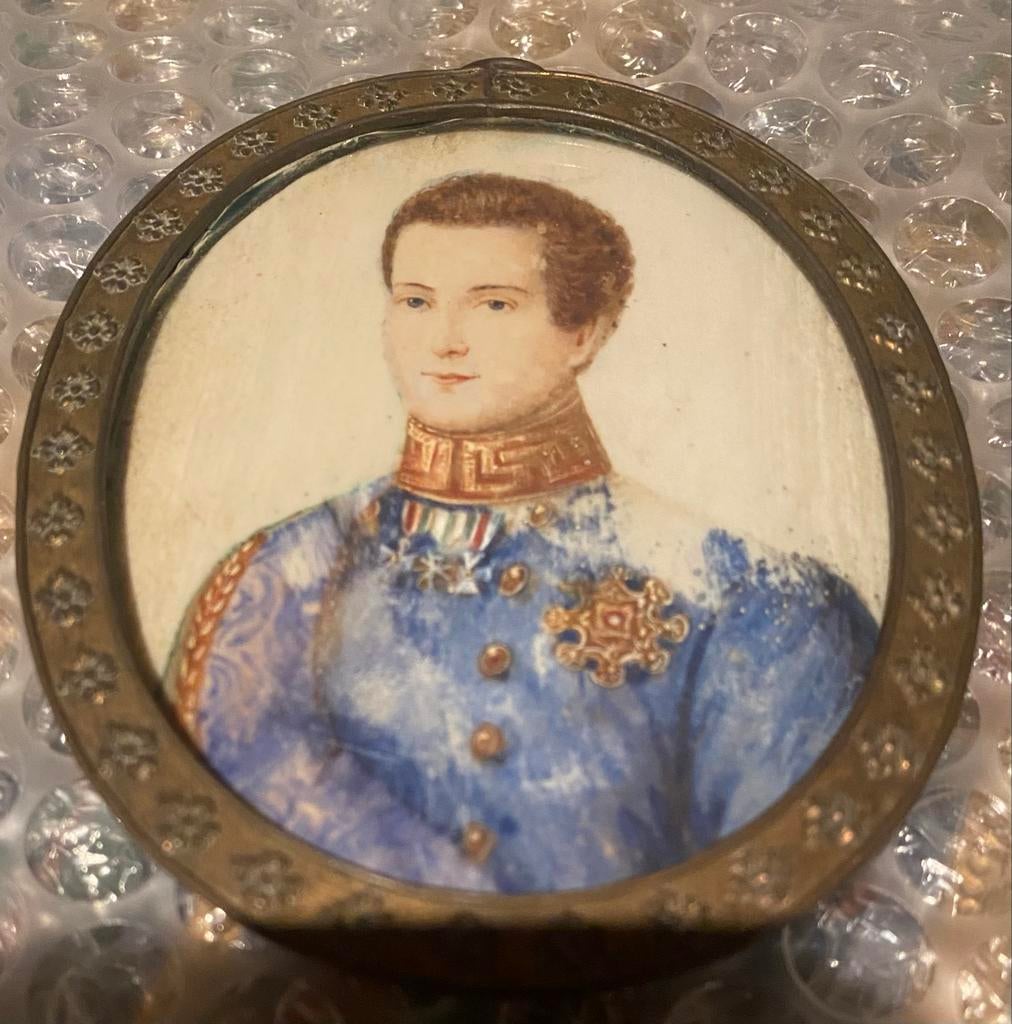 Antiek Miniatuur Portret in Lijst - circa 1750., Antiek en Kunst, Ophalen of Verzenden