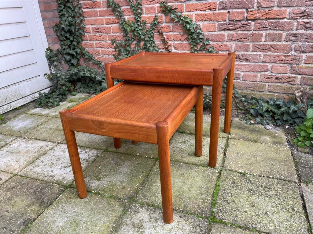 Vintage set bijzettafeltjes, Ophalen, Minder dan 45 cm, Minder dan 55 cm, O