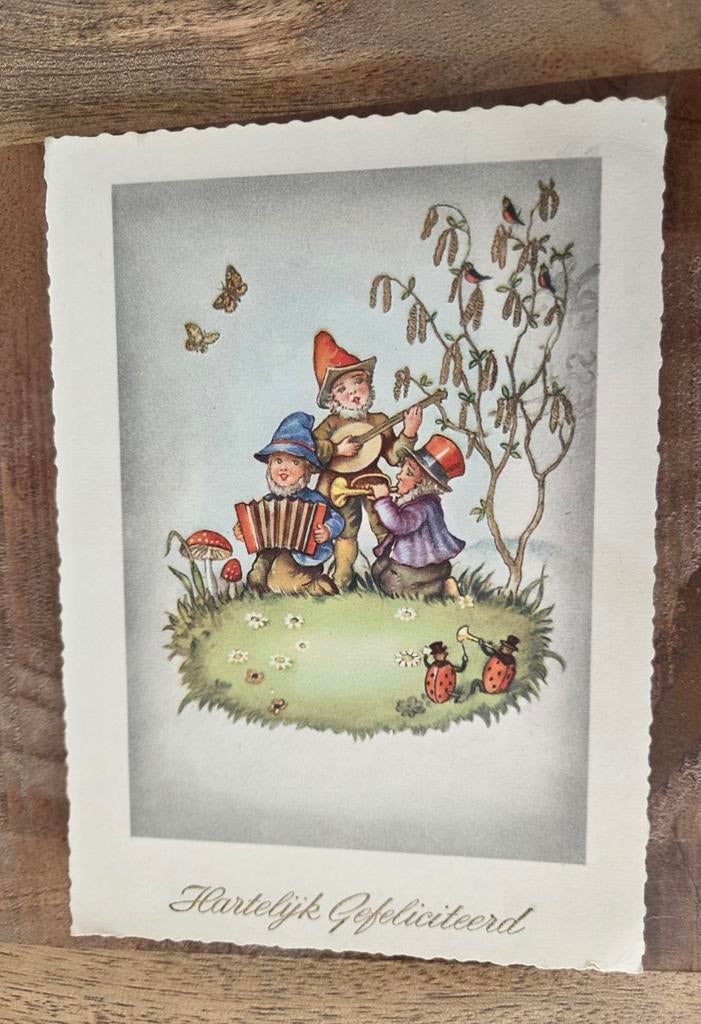 Kabouters maken muziek met lieveheersbeestje en vogels, Verzenden, 1940 tot 1960, Gelopen, Kinderen