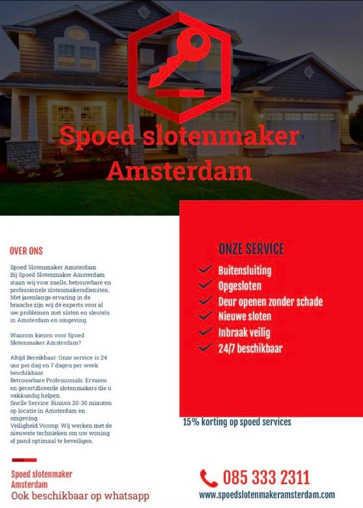 Spoed slotenmaker Amsterdam, 24-uursservice