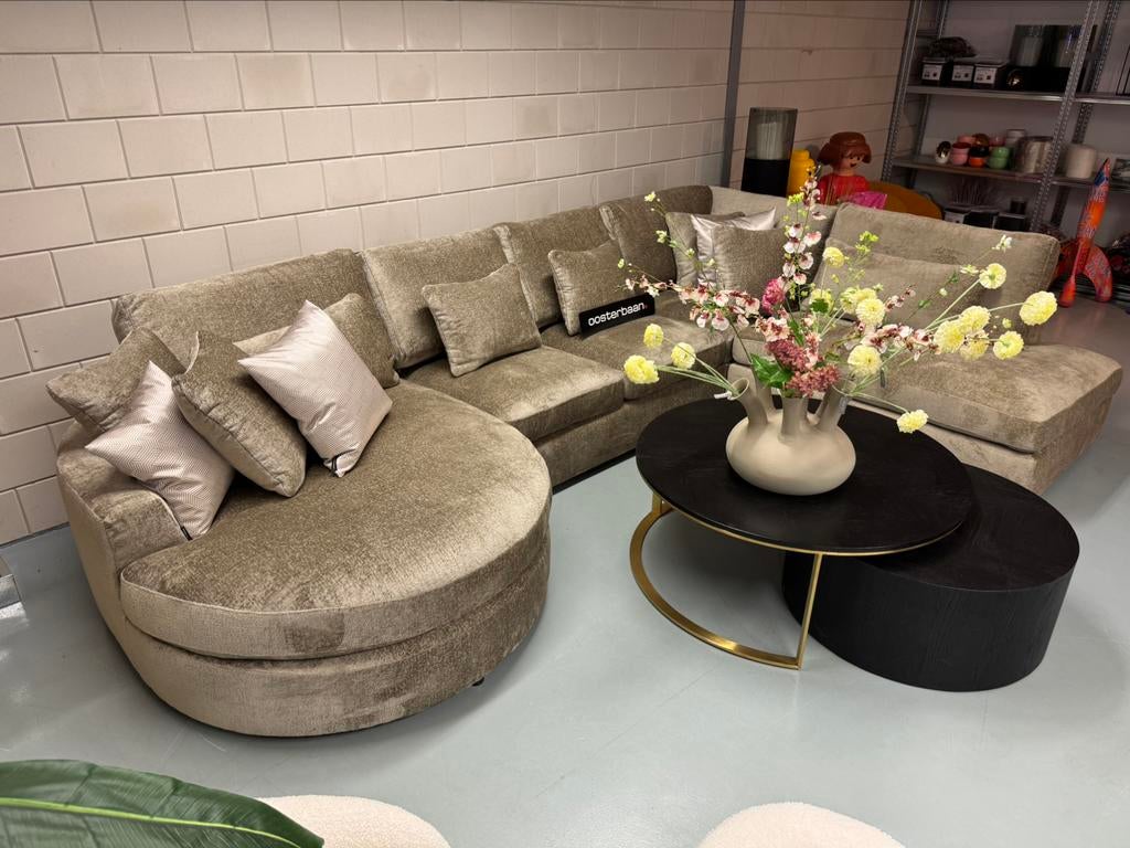 Luxe Velvet Teddy U-bank Nepal Round 180x375x250cm UNIEK, Info@oosterbaanwonen.nl, Venus 31 8448CE Heerenveen, Hoekbank, Oosterbaan Wonen