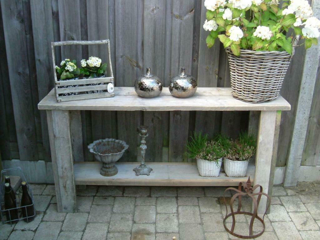 Robuuste steigerhouten tuin Sidetable nieuw opsturen €20,00, Tuin en Terras, Ophalen of Verzenden, Nieuw, Steigerhout