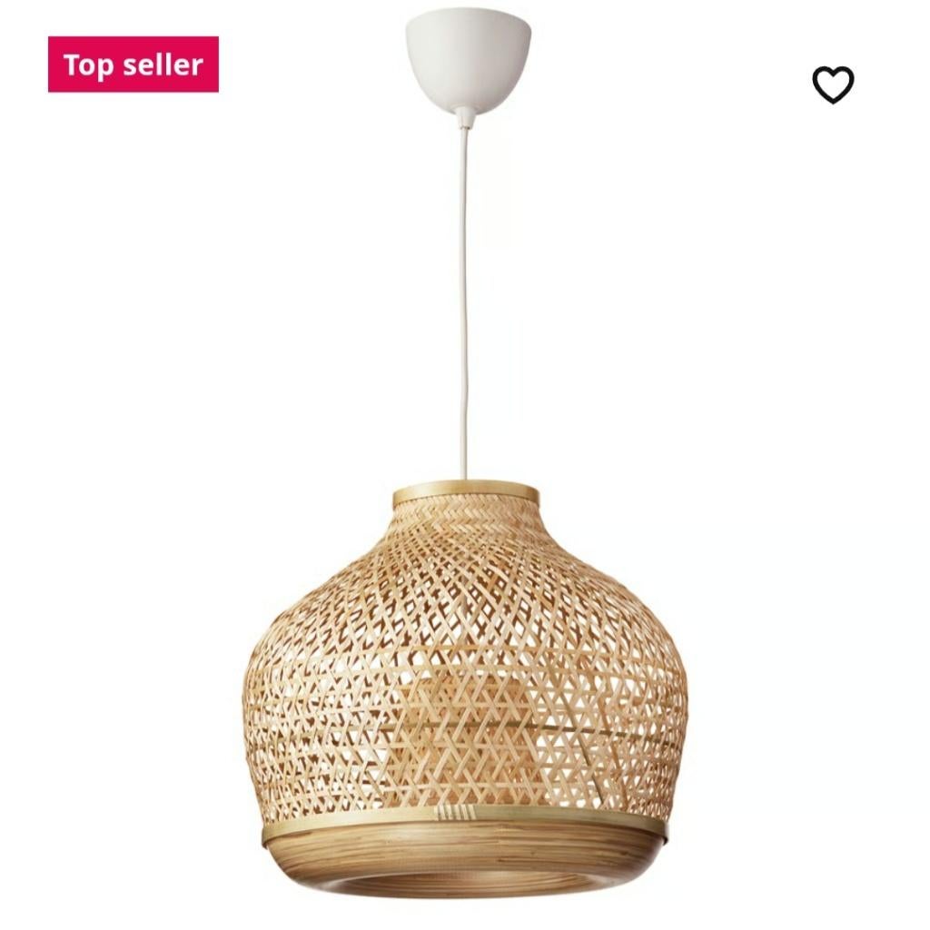 IKEA MISTERHULT hanglamp bamboe handgemaakt, Ophalen, Zo goed als nieuw, Minder dan 50 cm