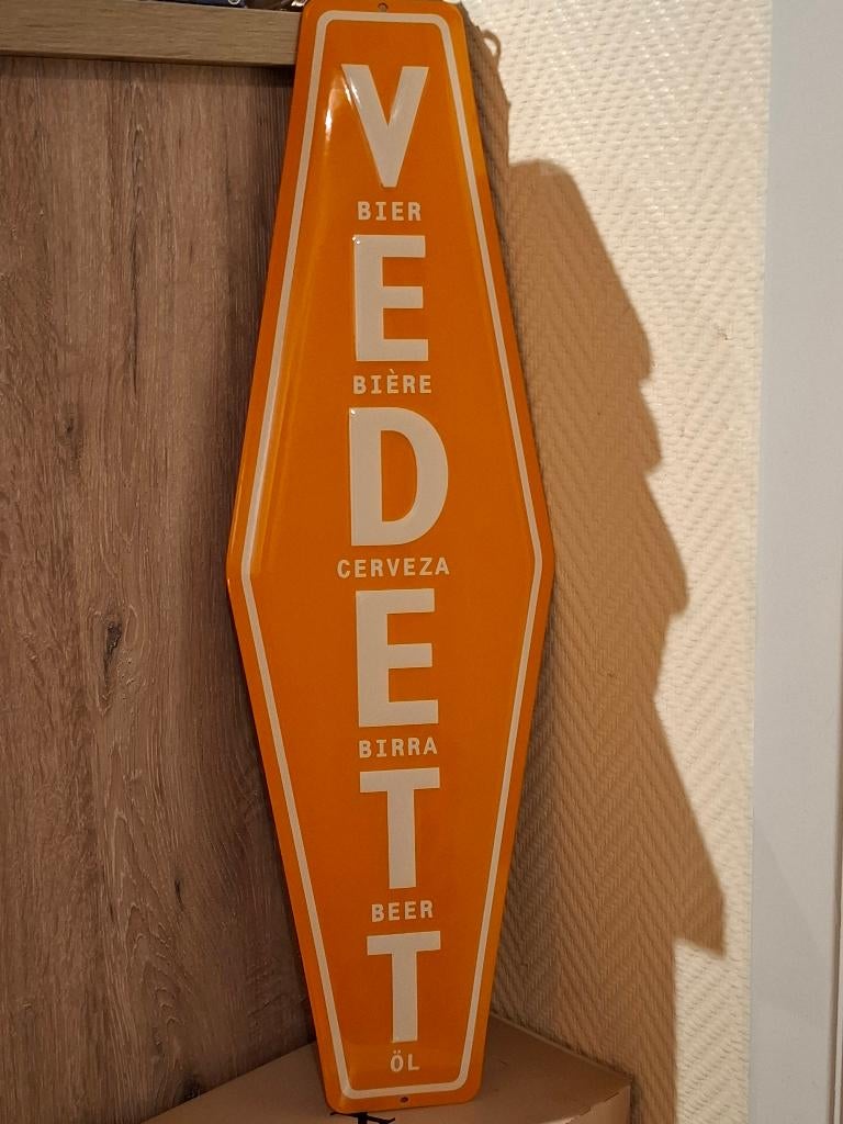 Emaillebord Vedett oranje, Ophalen of Verzenden, Nieuw, Reclamebord, Plaat of Schild, Overige merken