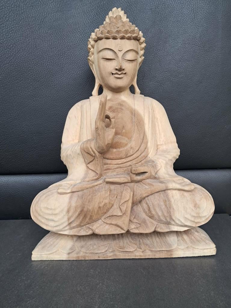 Boeddha zittend op een lotus/vitarka mudra/handgemaakt/Azië, Ophalen of Verzenden, Nieuw