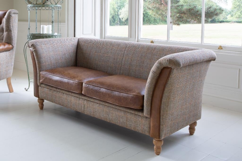 Chesterfield Baltimore Plain stof bank Harris tweed / leer, Huis en Inrichting, Banken | Bankstellen, Nieuw, 75 tot 100 cm, Ophalen of Verzenden
