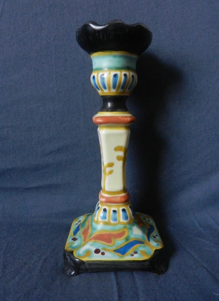 Plateel kandelaar Kon Zuid Holland Gouda ca. 1960 h. 20,8 cm, Antiek en Kunst, Antiek | Keramiek en Aardewerk, Ophalen of Verzenden