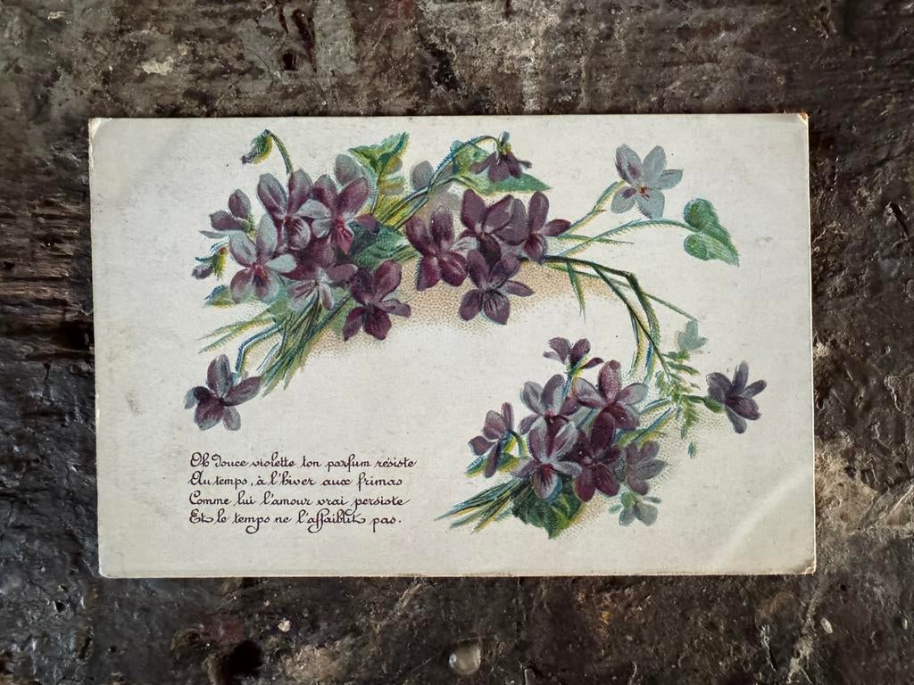 Oude kaart, bloemen met gedichtje, 1905, Ophalen of Verzenden, Voor 1920