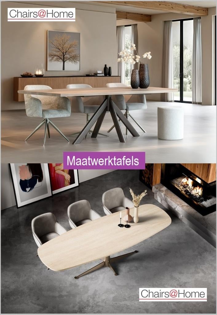 Maatwerktafels / Ontwerp je eigen droomtafel / Eiken of HPL, Huis en Inrichting, Tafels | Eettafels, Ophalen, Metaal, 50 tot 100 cm