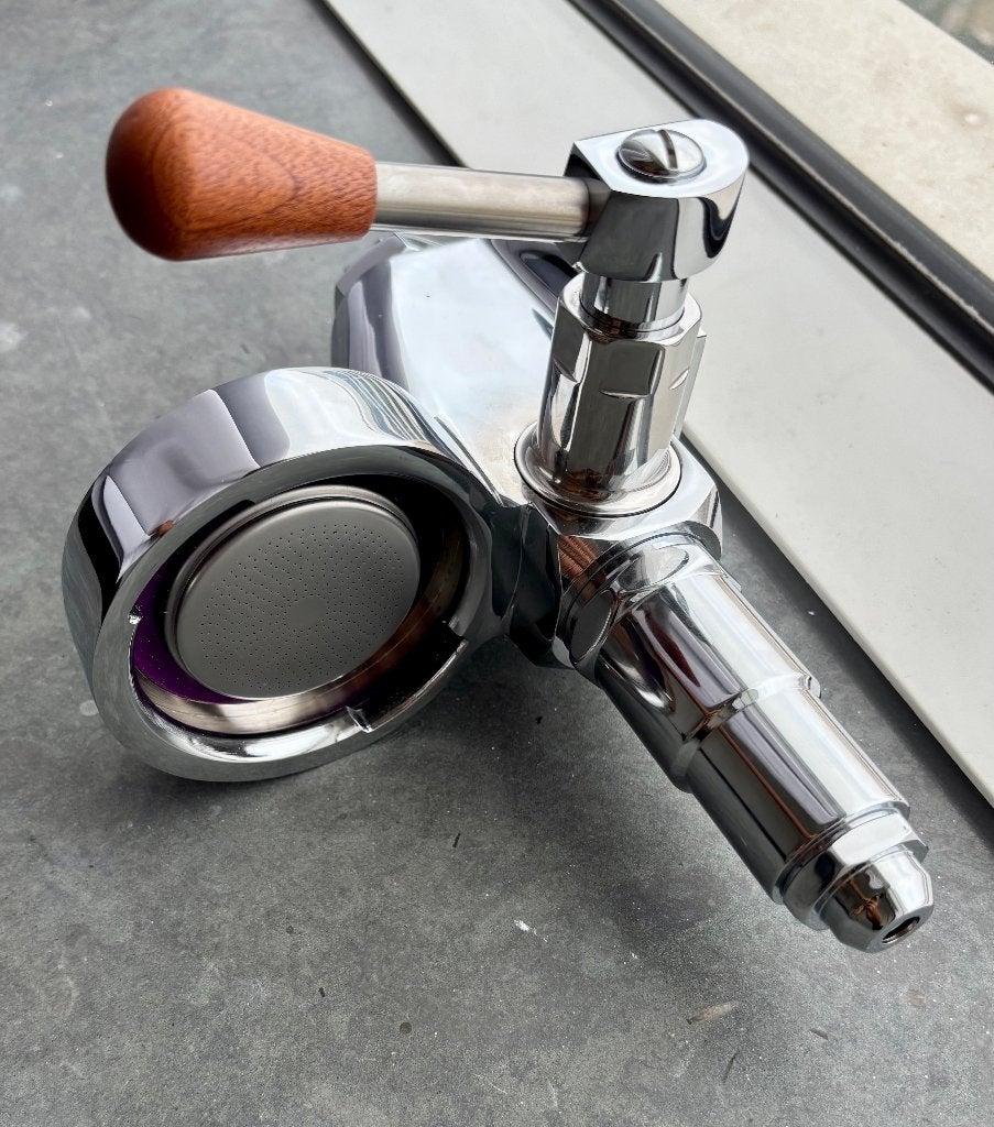 Verchroomde Espresso Machine Groepskop met Houten Hendel, Espresso apparaat, Nieuw, 1 kopje, Koffiebonen
