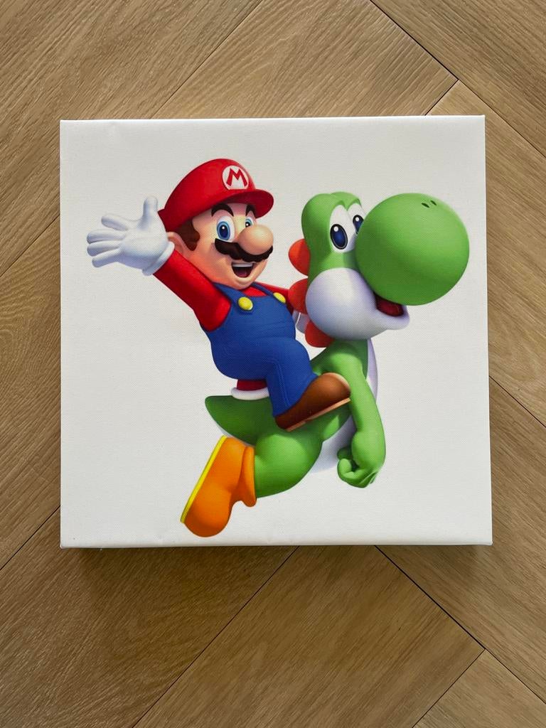 3 Mario Bros. Linnen Schilderijen - 30x30x3cm, Ophalen, Zo goed als nieuw, Minder dan 50 cm, Print