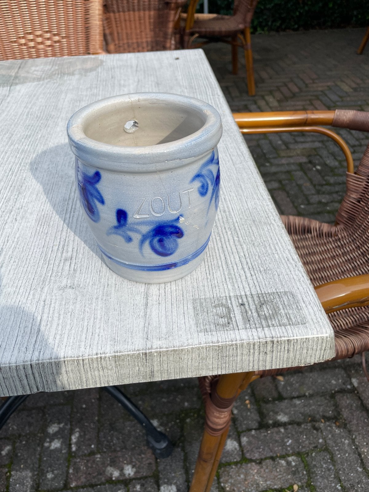 Ouderwetse zoutpot van aardewerk, Ophalen of Verzenden