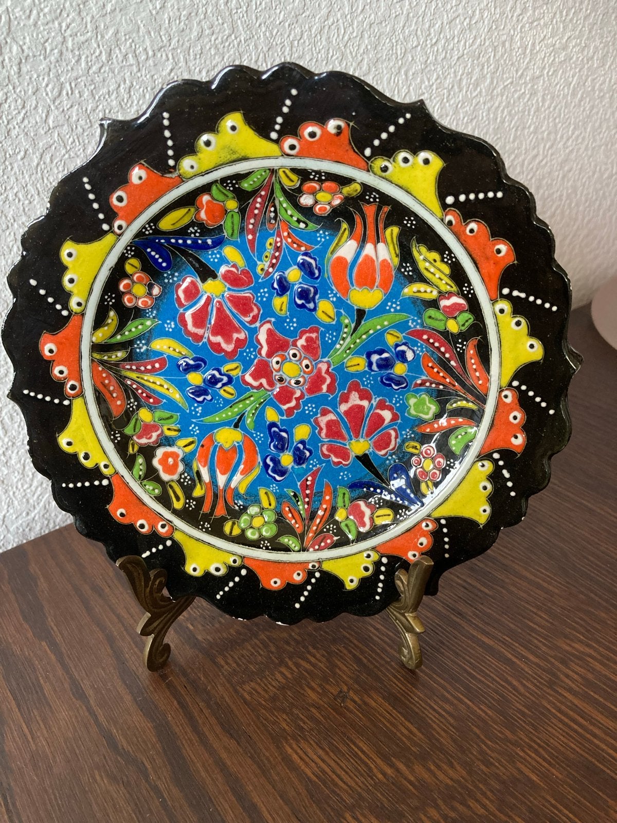 Turks wandbord traditionele reliëftechniek (Kabartma) 18cm, Antiek en Kunst, Ophalen of Verzenden