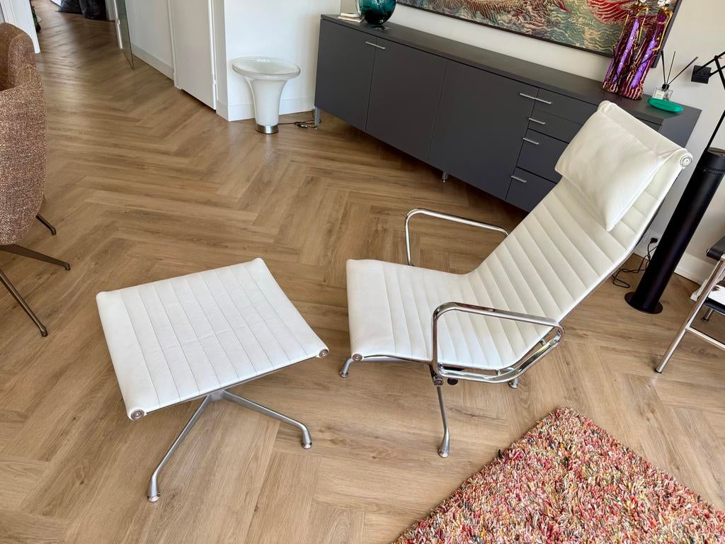 Design Lounge Stoel met Voetenbank, Ophalen, Overige materialen, 100 tot 125 cm, Modern kwaliteit kunstleer