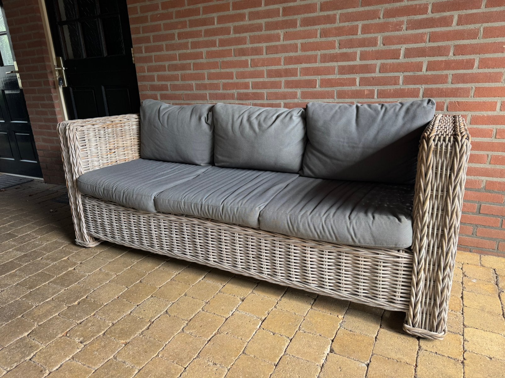 Bank 3-zits, Tuin en Terras, Tuinbanken, Ophalen, Gebruikt, Rotan