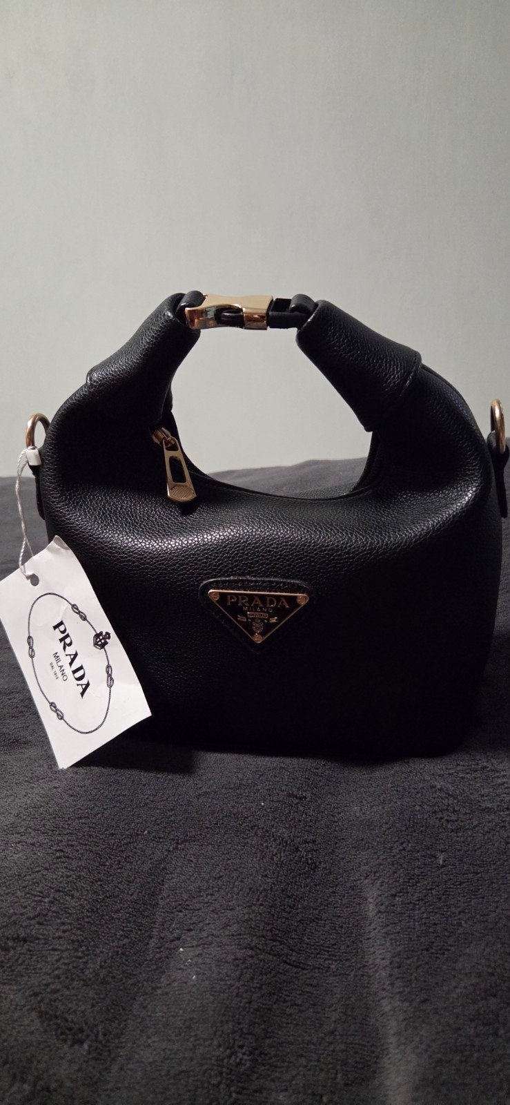 Tasje dames, Prada Milanozwart met goudkleurige details, Ophalen of Verzenden, Nieuw, Zwart, Avondtasje