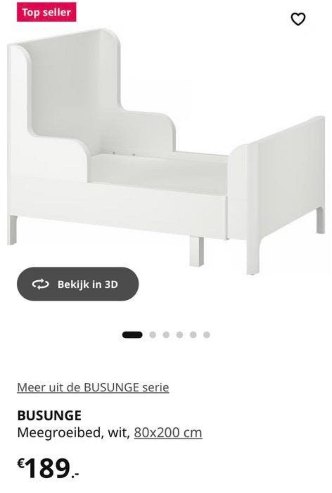 Ikea Busunge meegroeibed met matras, Kinderen en Baby's, Kinderkamer | Bedden, Ophalen, 70 tot 85 cm, Zo goed als nieuw, Matras