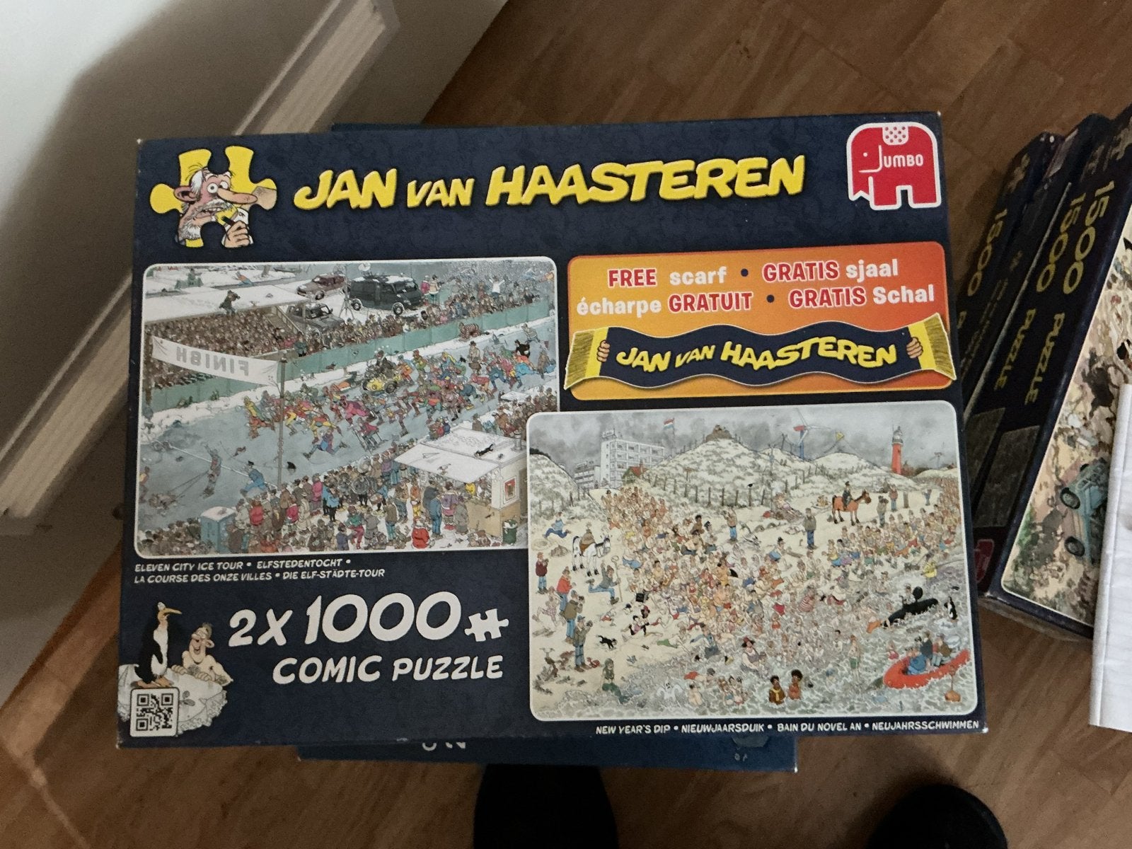 Jan van Haasteren 2x1000 stukjes Elfstedentocht & Nieuwjaars, Hobby en Vrije tijd, Ophalen of Verzenden, 500 t/m 1500 stukjes