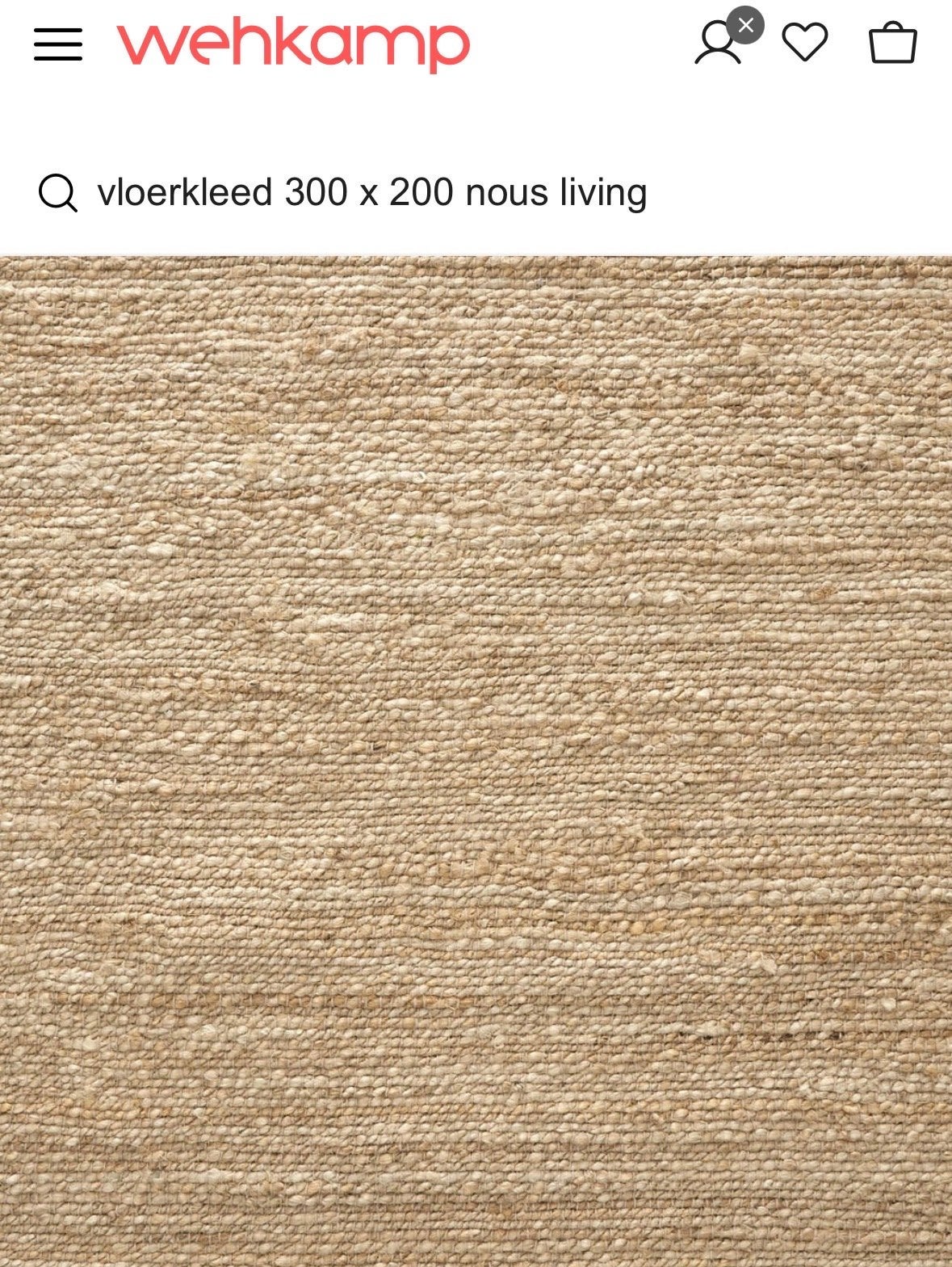 Juten vloerkleed Nous Living 200x300 cm van Wehkamp, Beige, Ophalen of Verzenden, Zo goed als nieuw, 200 cm of meer