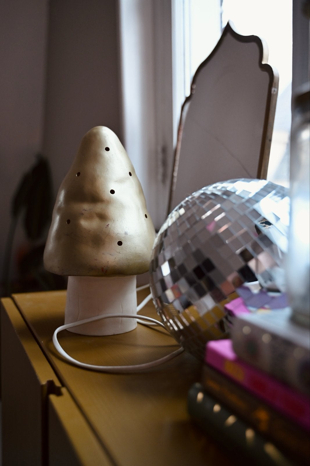 Heico paddestoel lamp - Goud, Ophalen of Verzenden, Gebruikt