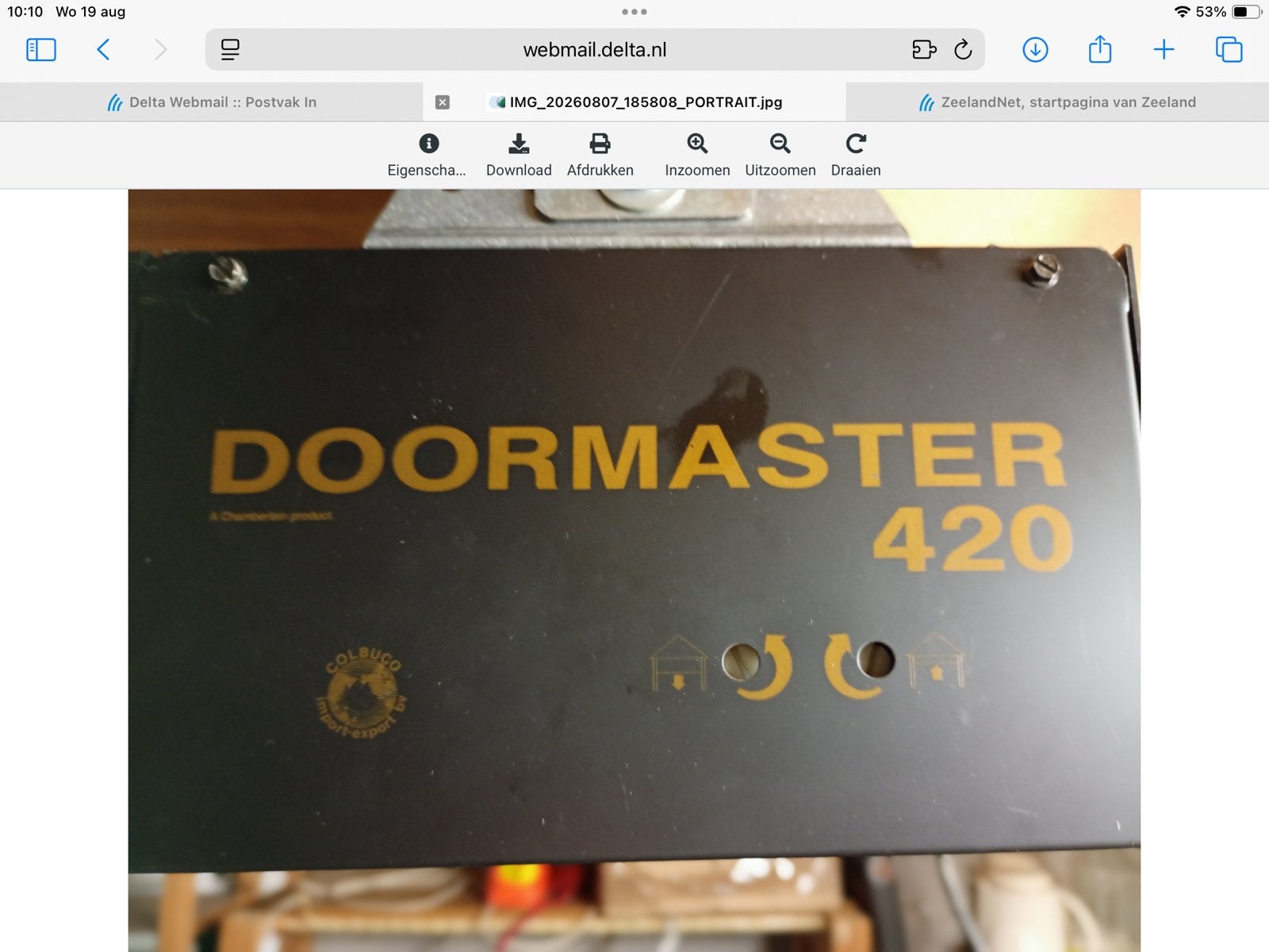 Doormaster 420 Garagedeuropener met afstandsbediening, Ophalen, Gebruikt, Minder dan 80 cm, Garagedeur