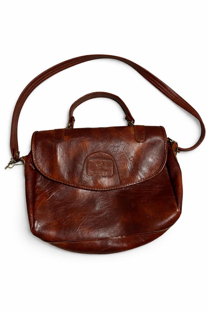 Vintage leren tas – Pepe Lopez – zeer goede staat, Ophalen of Verzenden, Zo goed als nieuw, Bruin, Handtas