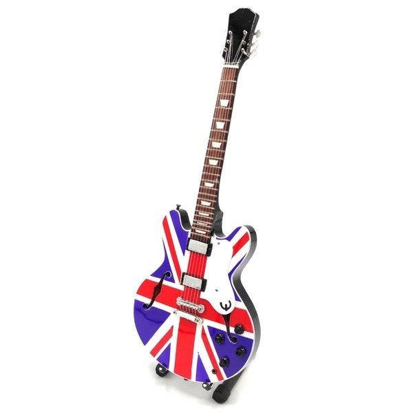 Noel Gallagher Oasis vlag miniatuur gitaar 25cm mini guitar, Info@deconoord.nl, Deco Noord, Nieuw, Ophalen of Verzenden
