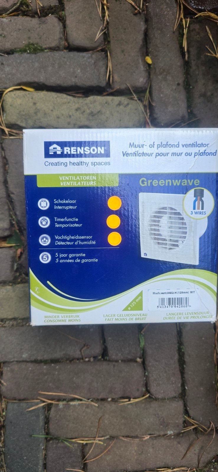 Renson Greenwave Muur- of Plafondventilator 125mm, Ophalen of Verzenden, Nieuw, Ventilator