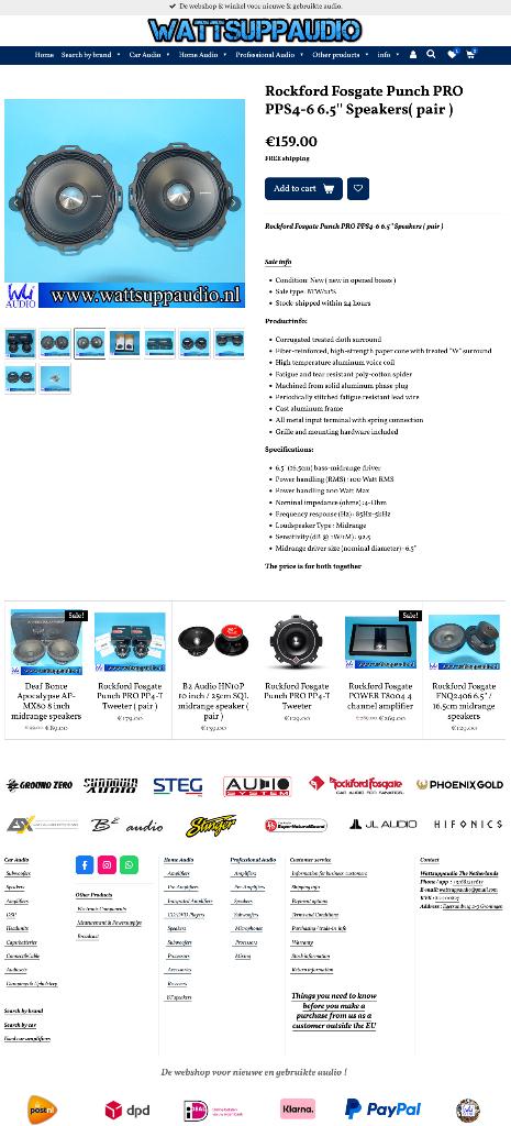 Rockford Fosgate Punch PRO PPS4-6 6.5'' Speakers(set van 2), Audio-design, Nieuw, Am Breilingsweg 3, 76709 Kronau, Duitsland, Ophalen of Verzenden