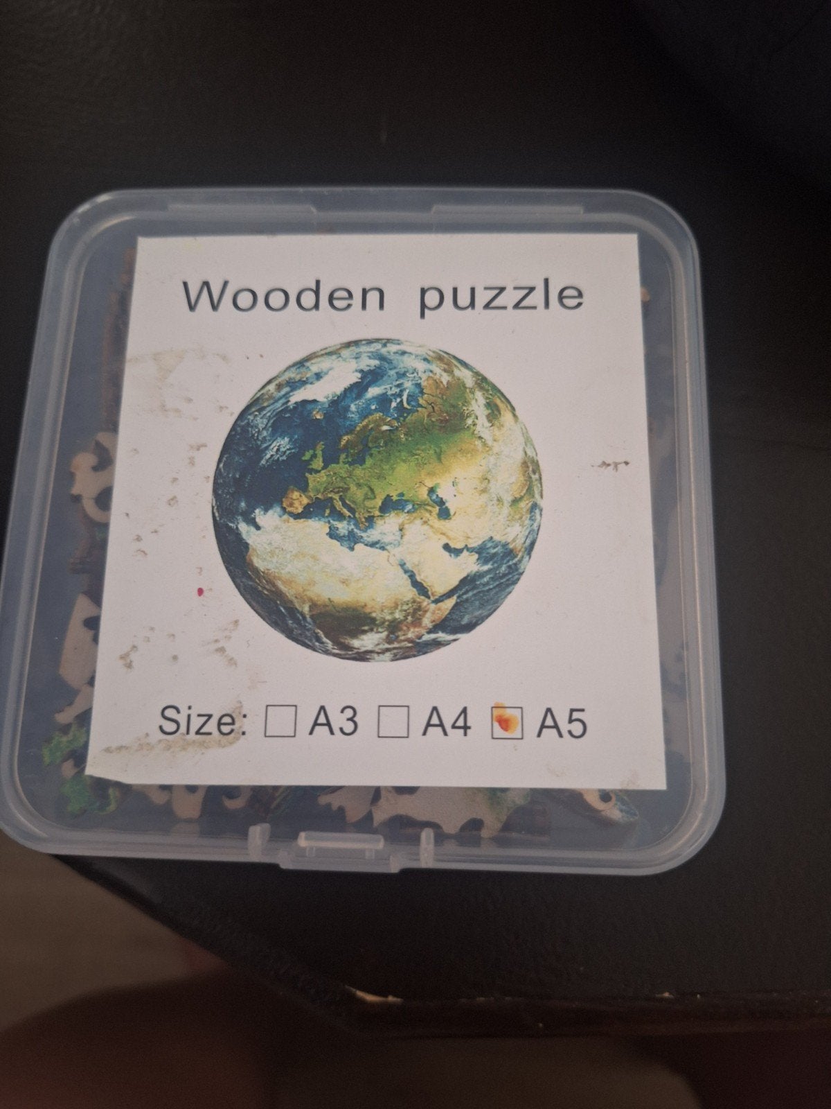 houten puzzel aarde, Ophalen of Verzenden, Minder dan 500 stukjes, Zo goed als nieuw, Legpuzzel