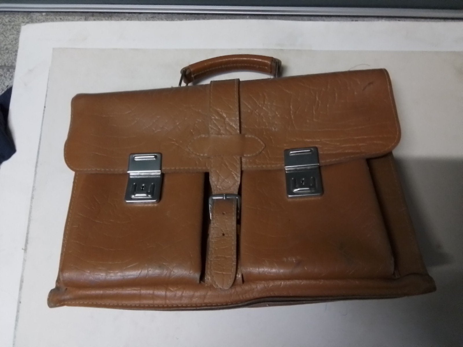 Vintage Leren Aktetas - Bruin, Sieraden, Tassen en Uiterlijk, Tassen | Damestassen, Ophalen of Verzenden, Gebruikt, Bruin, Overige typen