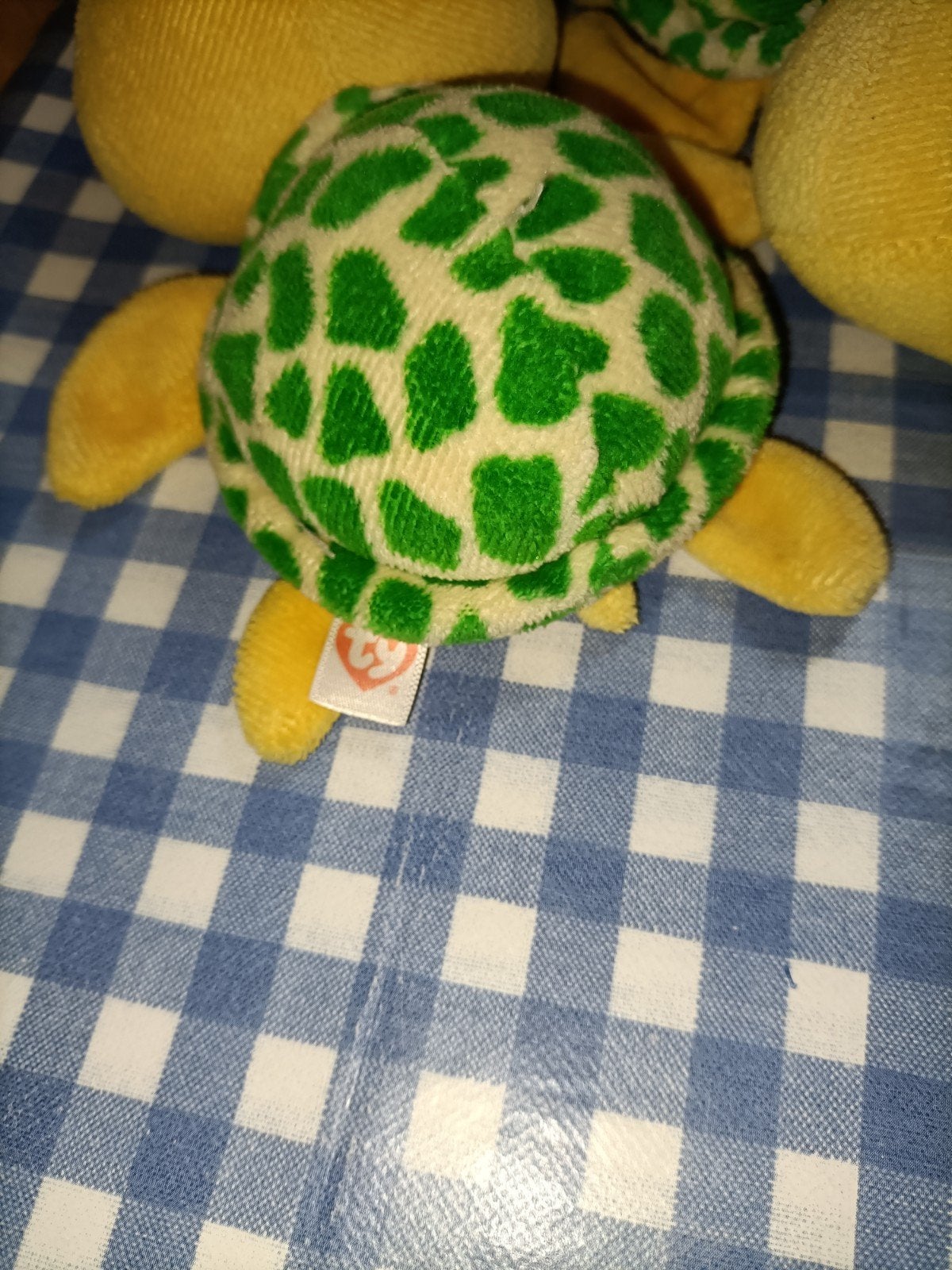 2 x schildpad knuffel Ty 15 cm groot geel met groen, Ophalen of Verzenden, Zo goed als nieuw, Overige typen