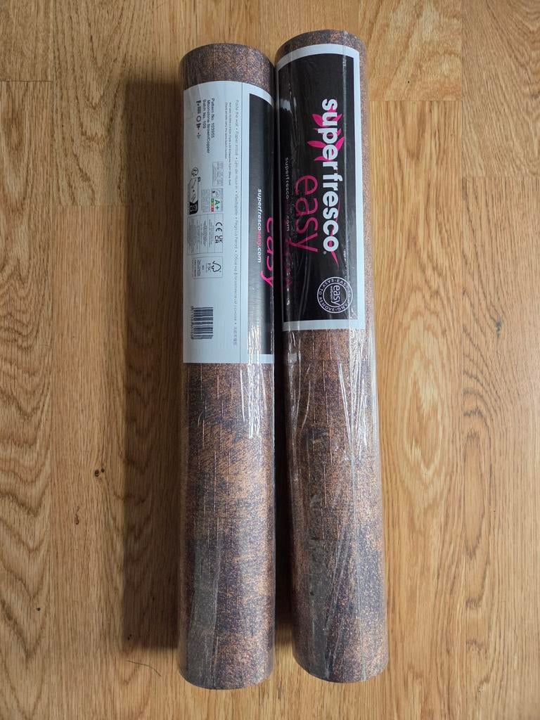 2 rollen Vliesbehang Moonstone-Brown/Copper (5.2m² per rol), Huis en Inrichting, Stoffering | Behang, Bruin, 10 tot 25 m², Ophalen