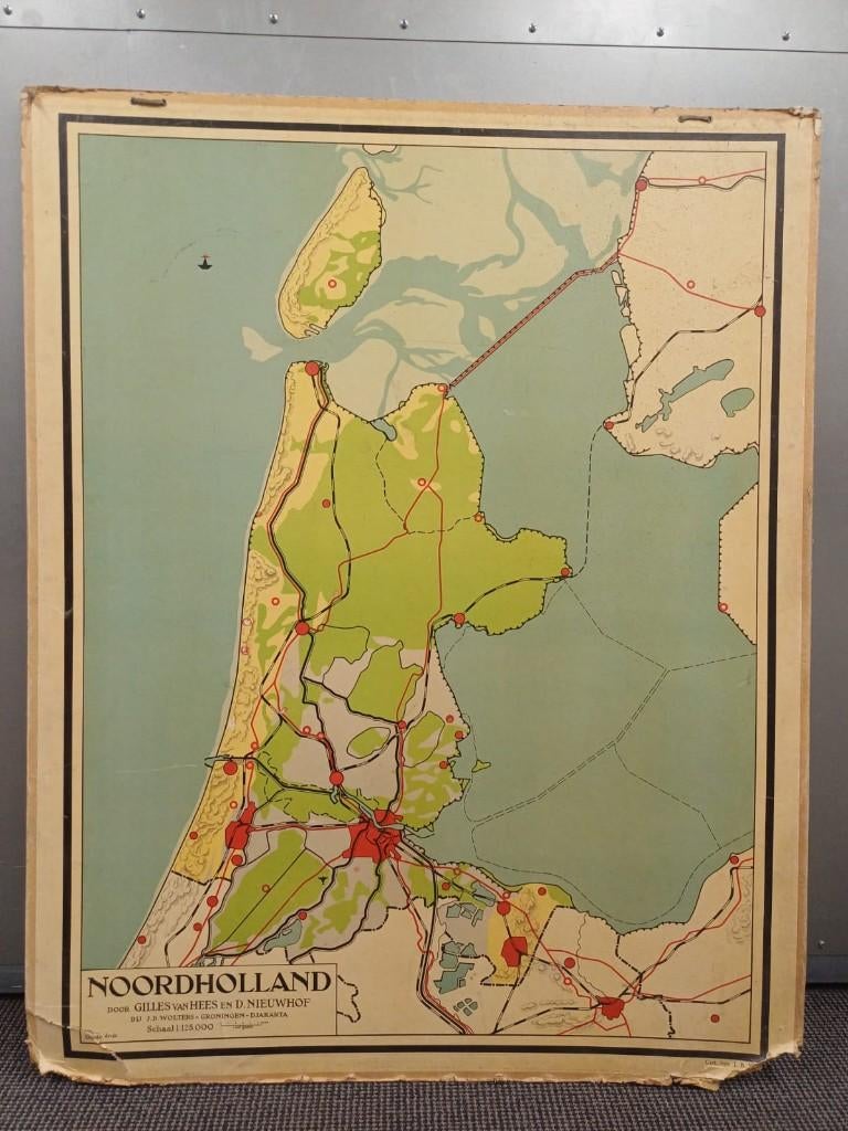 Vintage schoolplaat NoordHolland - Gilles van Hees, Antiek en Kunst, Ophalen of Verzenden, Aardrijkskunde