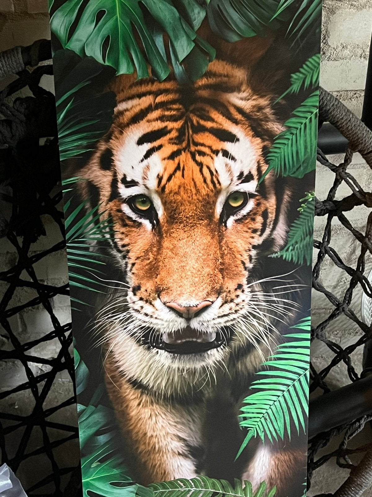Tijger poster met jungle bladeren, Ophalen, Zo goed als nieuw, Foto of Poster, 75 – 100