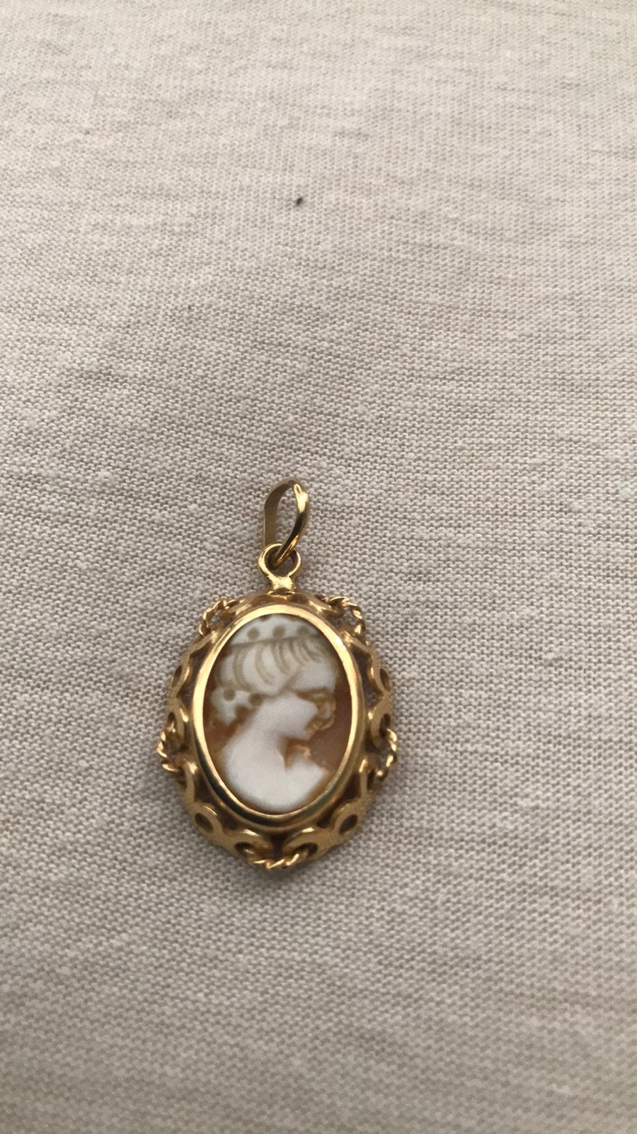 Goud, camee hanger, 14 karaat, Ophalen of Verzenden, Gebruikt, Goud