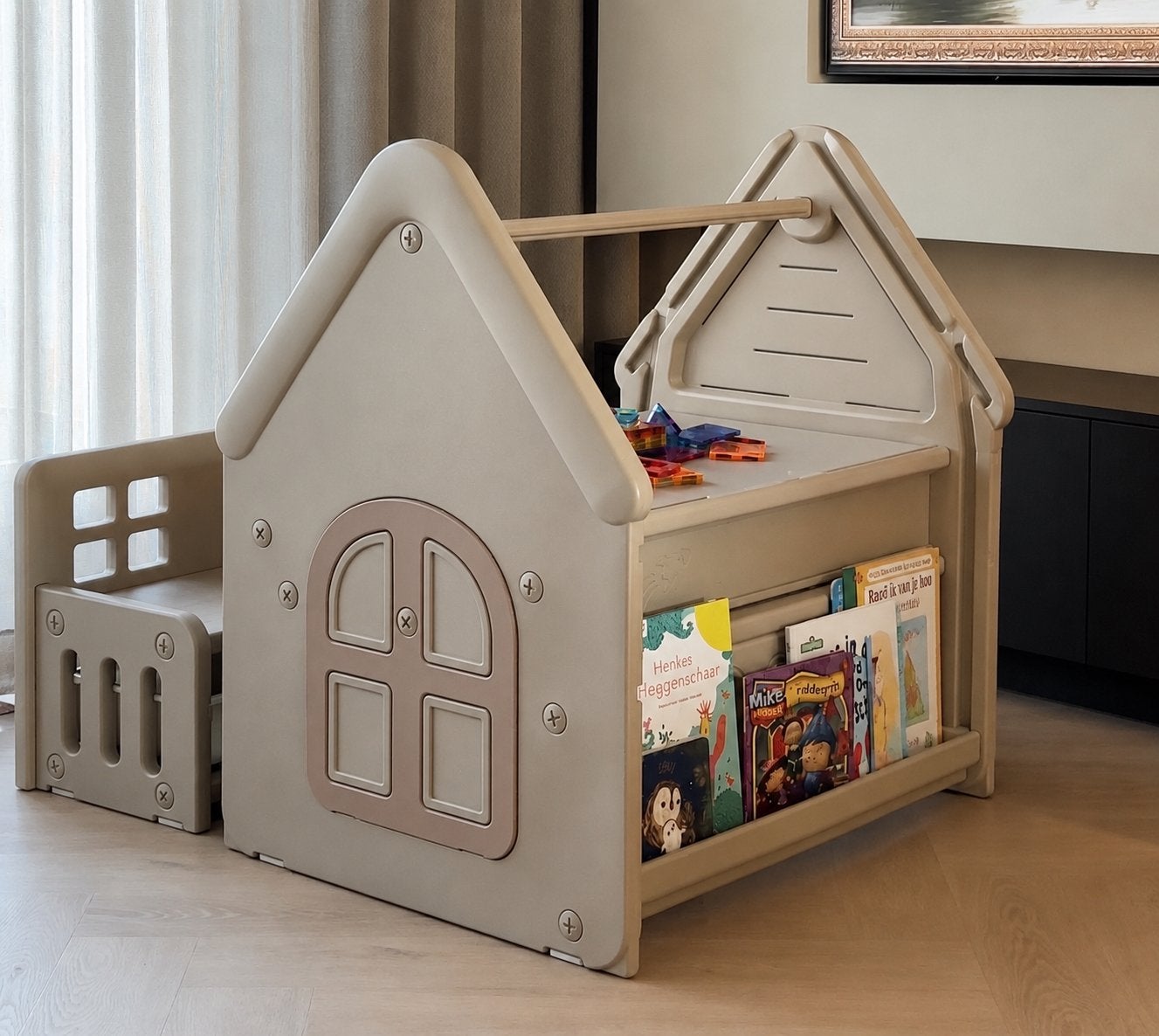 4-in-1 Speelhuis & Leerhuis met Opbergbank, Ophalen, Nieuw, Kunststof